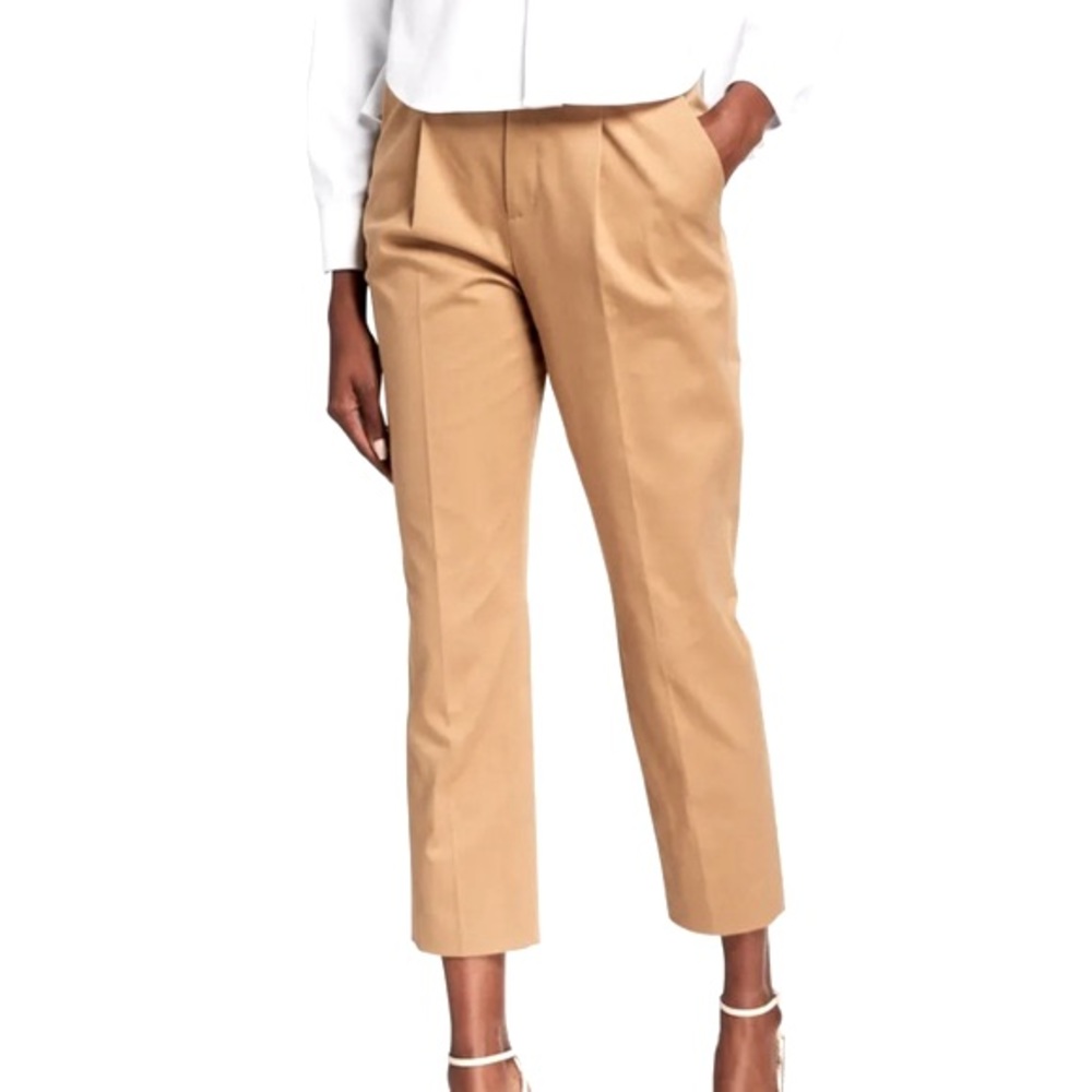 Ann Taylor Cropped Straight-Leg Pants in Camel
